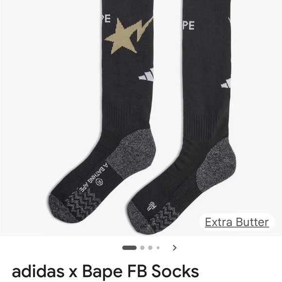 Babe Adidas Black and Gold Socks NWOT - Picture 2 of 6
